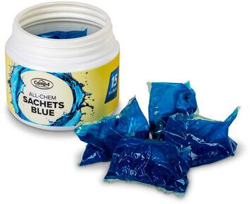 Sanitærkonsentrat All-Chem doseposer 15x30g blå pakning detalj
