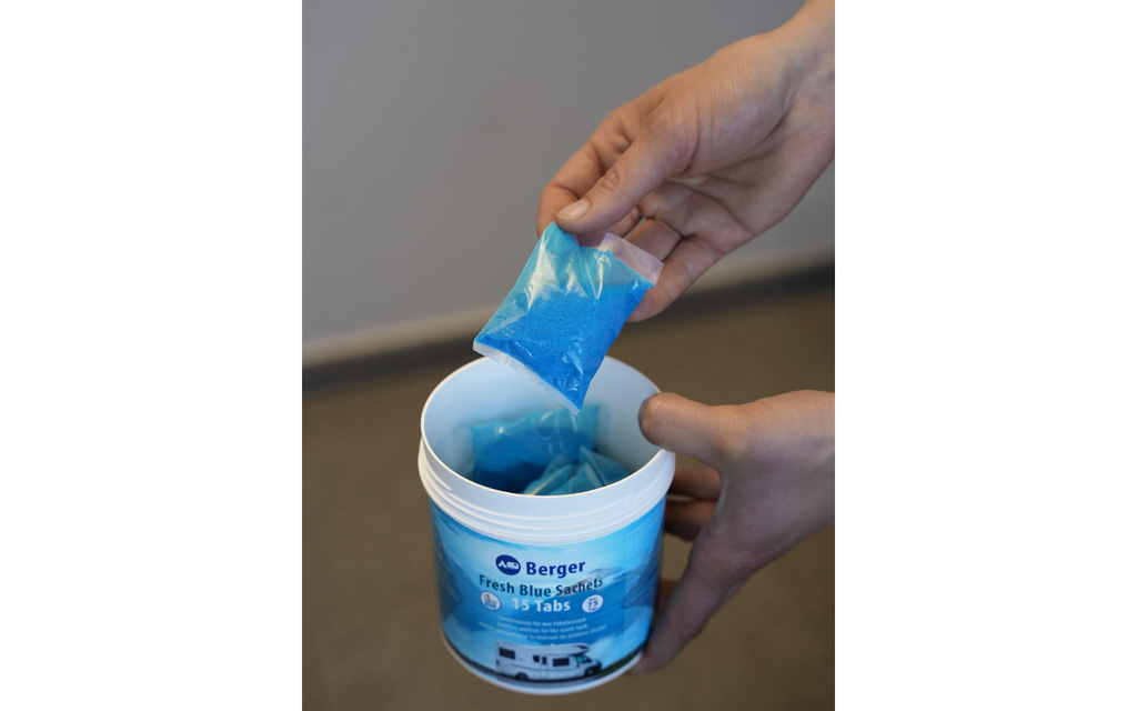 Detalj av Fresh Blue Sachets i sanitærsettet