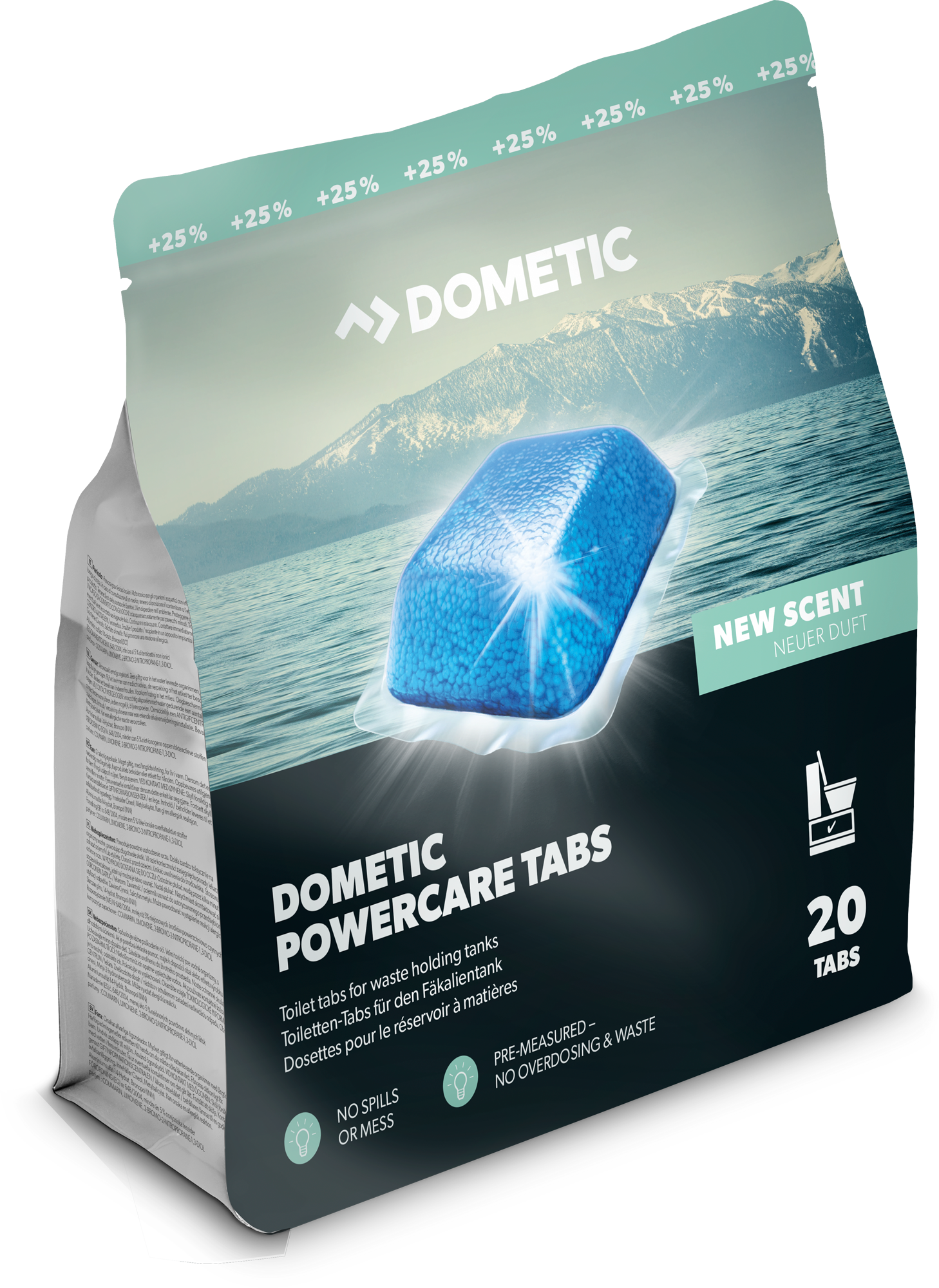 Sanitærtabletter PowerCare for fekaltank 20 stk - Dometic pakning