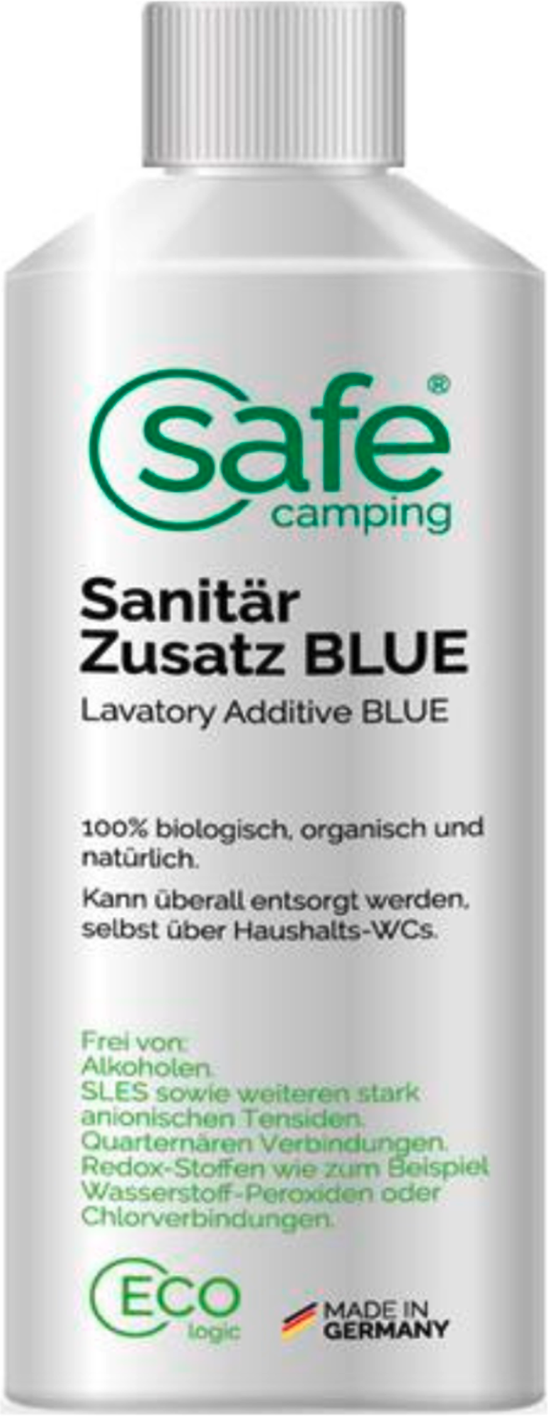 Sanitærtilsetning Blue for avløpstank 500 ml SAFE CAMPING forfra