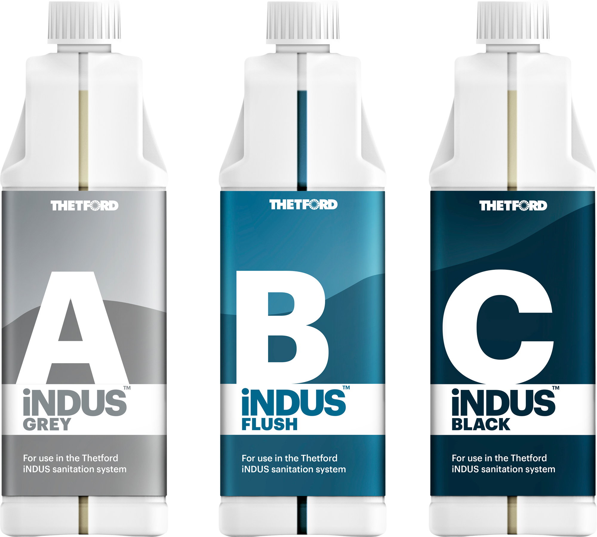 Sanitærtilsetning Indus sett 3-delt Grey Flush Black 3x1 l Thetford