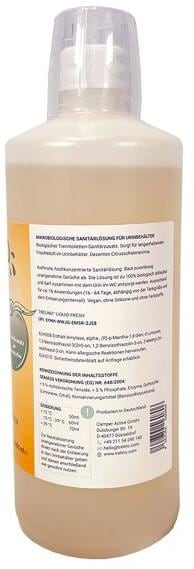 Sanitærtilsetning Liquid Fresh for urinbeholder 1 l - Trelino bakside