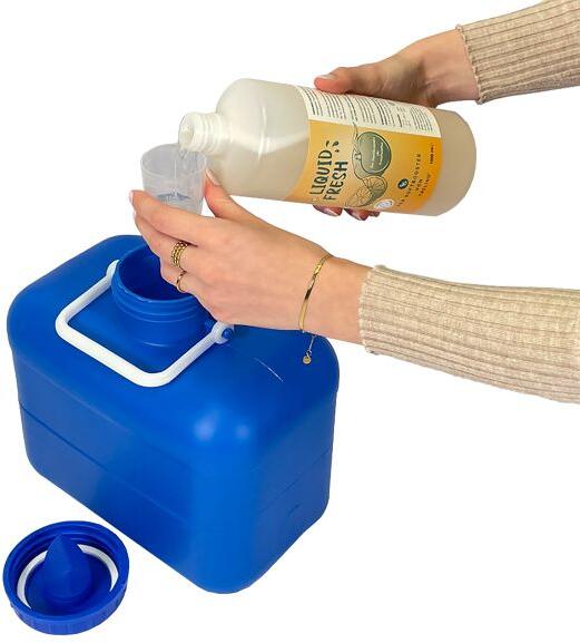 Sanitærtilsetning Liquid Fresh for urinbeholder 1 l - Trelino nærbilde etikett