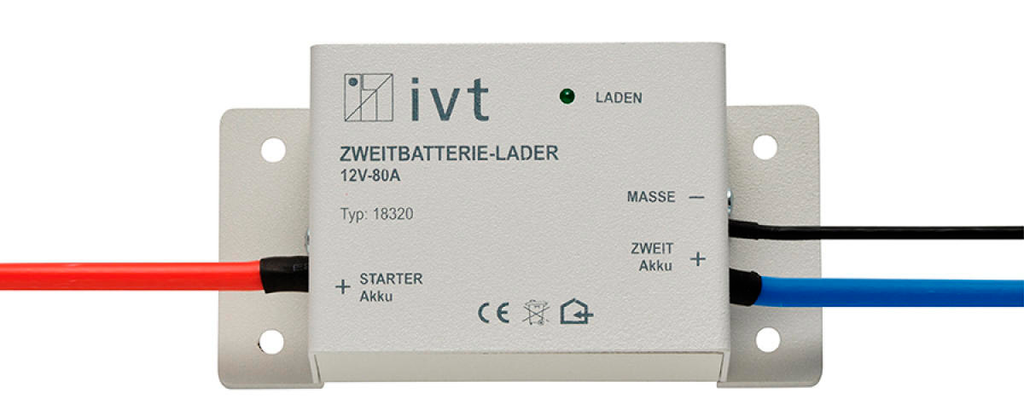 Sekundærbatterilader 12V 80A, 152x60x50mm - IVT forfra