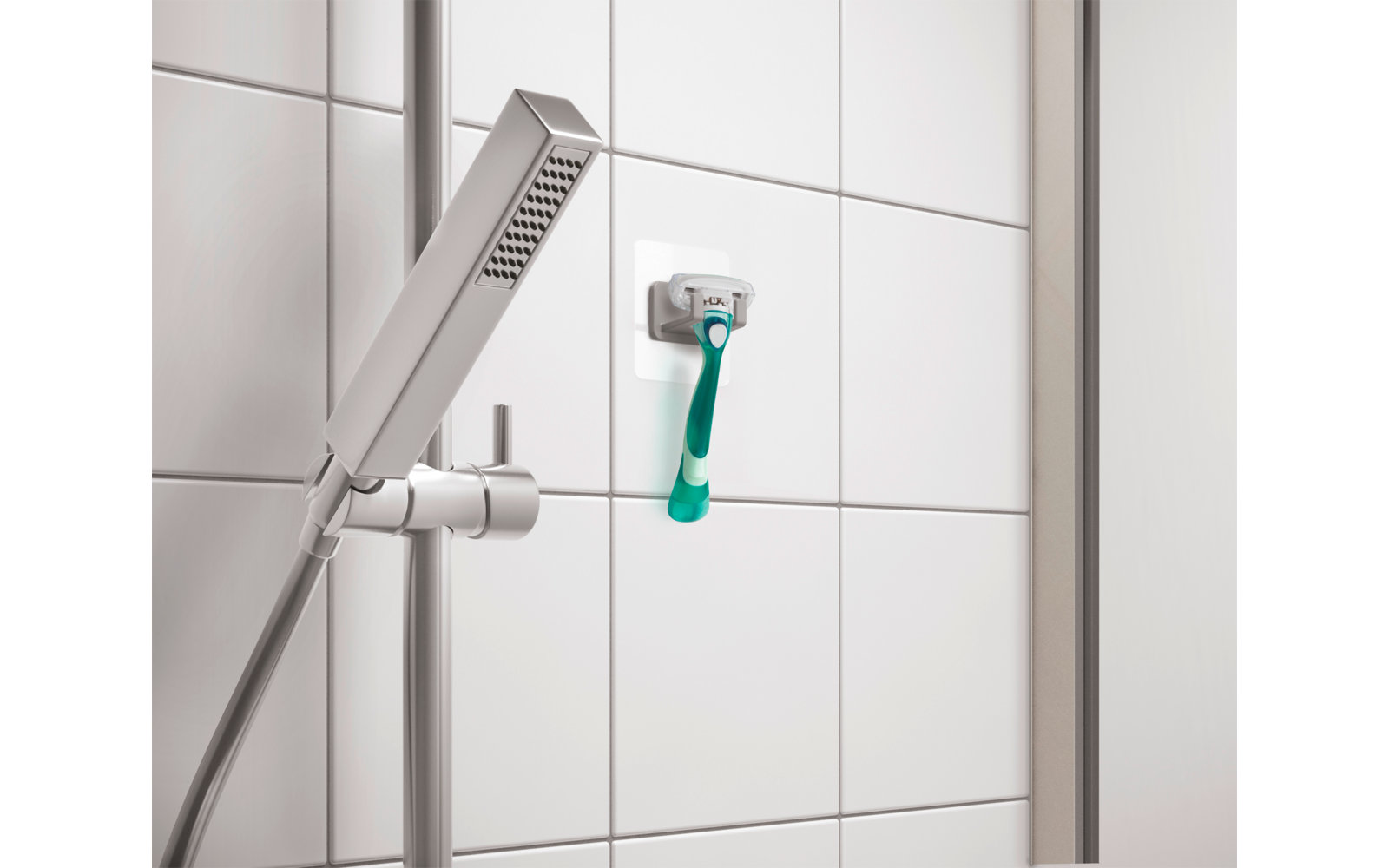 Bakside av selvklebende dobbel krok U Fix for glatte overflater - Metaltex