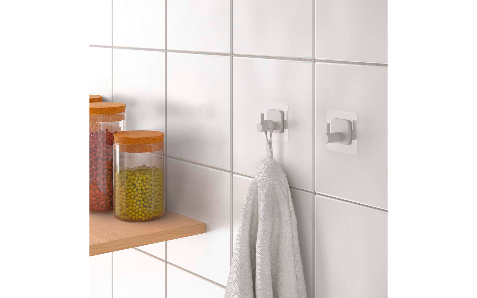 Selvklebende kroker kvadratiske 3x3 cm 2-pakning - Metaltex nærbilde av krok