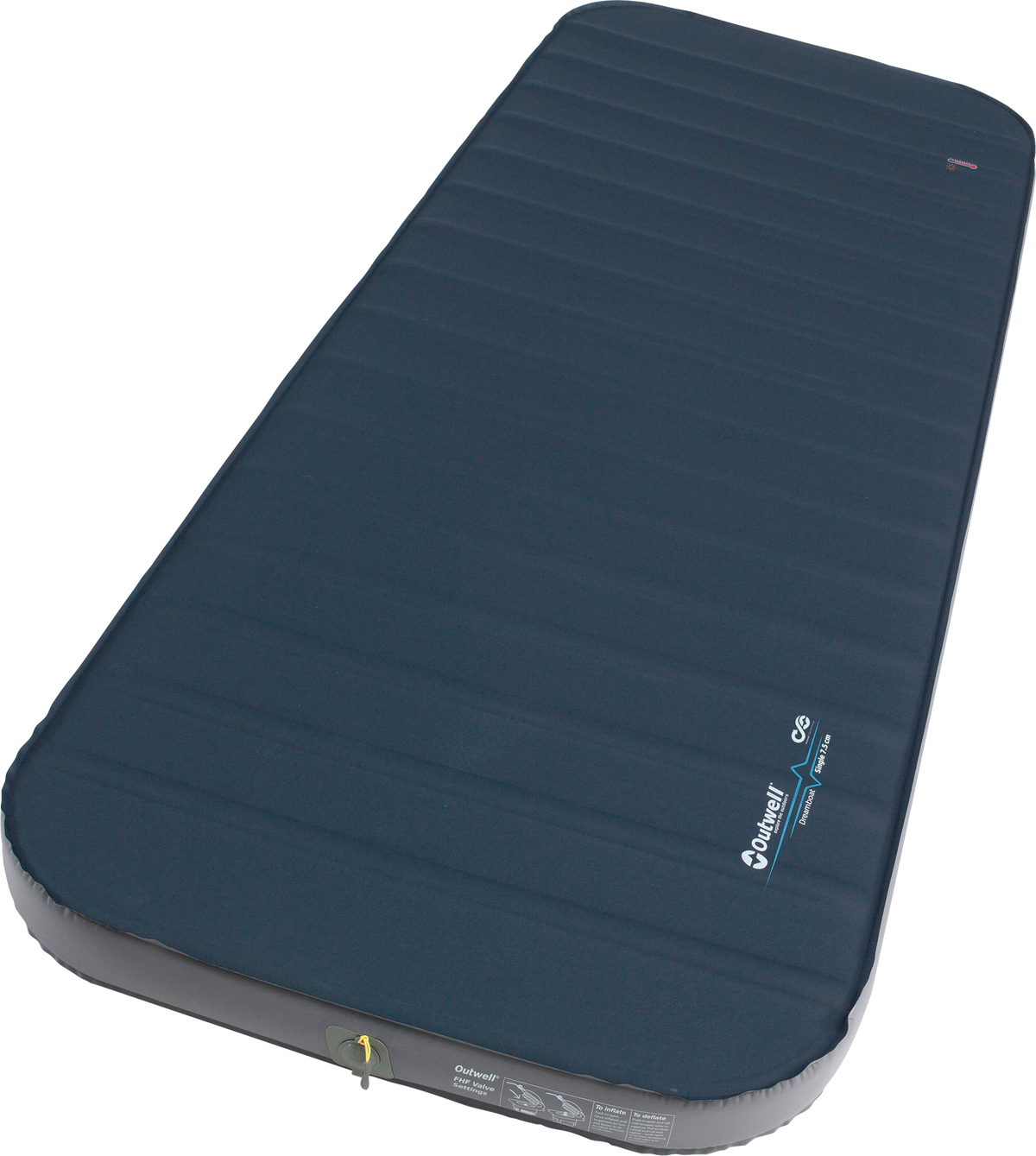 Selvoppblåsbart liggeunderlag Dreamboat Single 7,5 cm - Outwell i Night Blue sett ovenfra