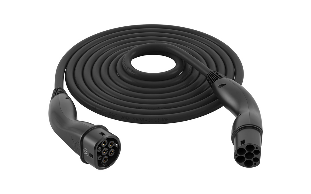 Selvopprullende heliks ladekabel type 2, 22 kW 32 A svart 3 m bakside