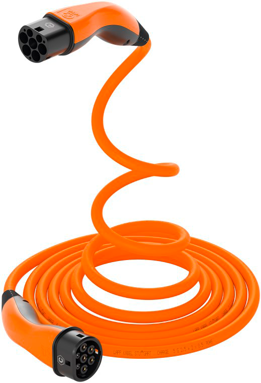 Selvopprullende helix ladekabel type 2 3-fase LAPP forfra