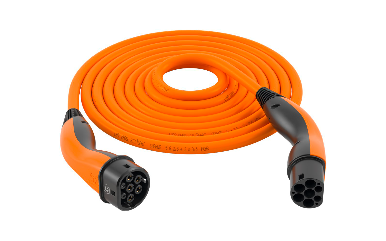Selvopprullende helix ladekabel type 2 3-fase LAPP bakside