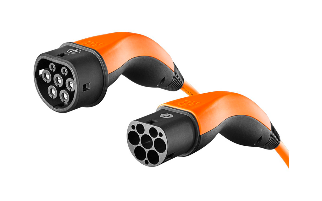 Detalj av selvopprullende helix ladekabel type 2 3-fase LAPP