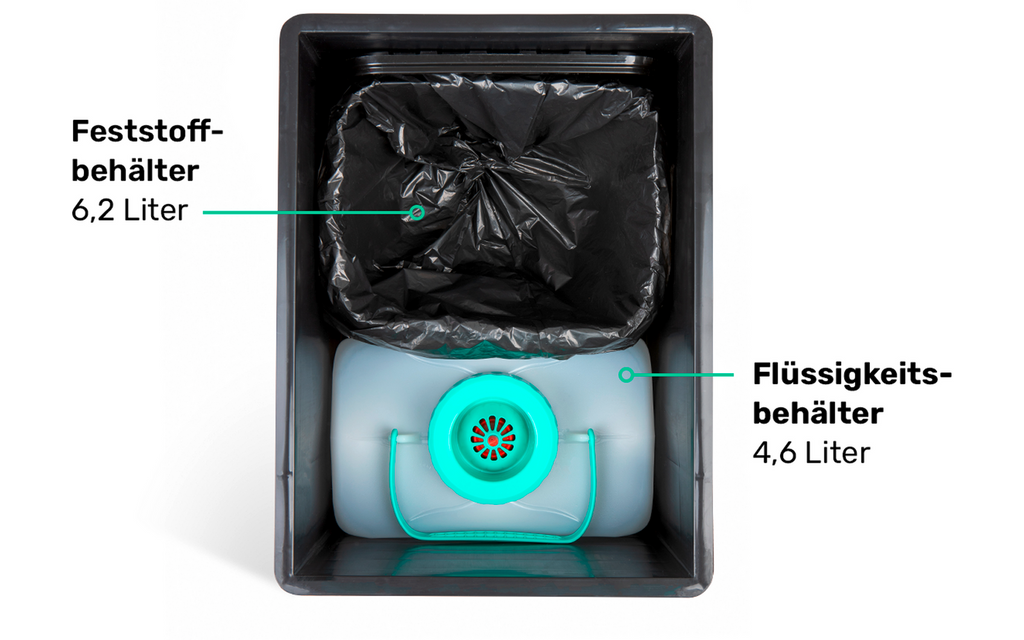 Separasjonstoalett BilaBox med åpent toalettlokk