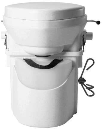 Bakside av Separasjonstoalett med fotsveiv og 12V vifte Nature's Head
