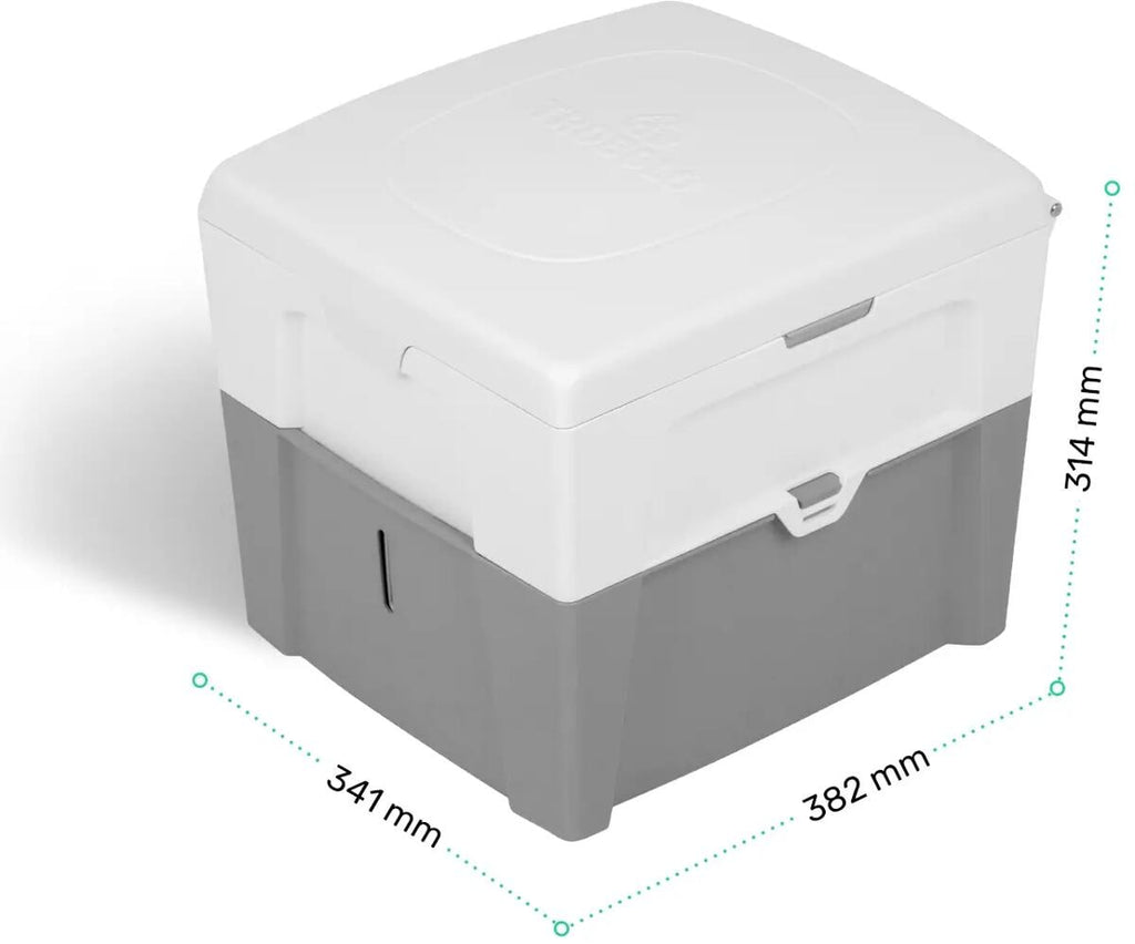 Visning av SafeShell System på separasjonstoalett WandaGO høydejusterbar 306-436mm - TROBOLO
