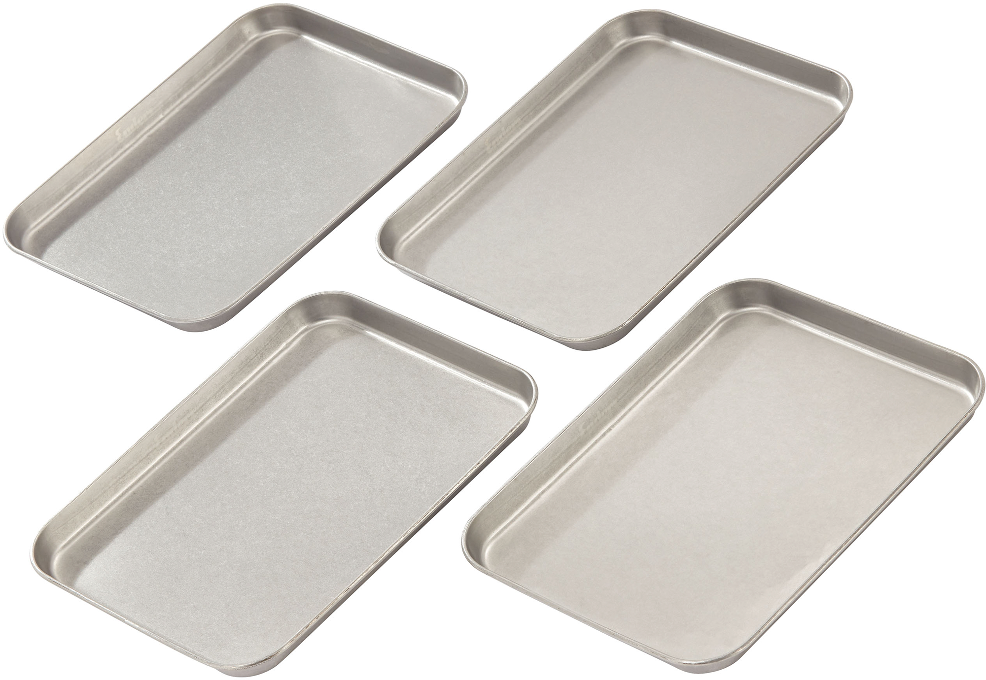 Serveringsbrett sett 4-deler i rustfritt stål 25x18,5 cm forfra