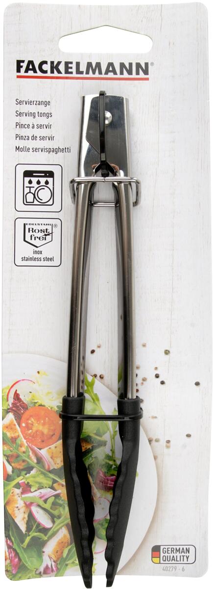 Serveringstang Food&More 18 cm rustfritt stål svart detalj av gripeflate