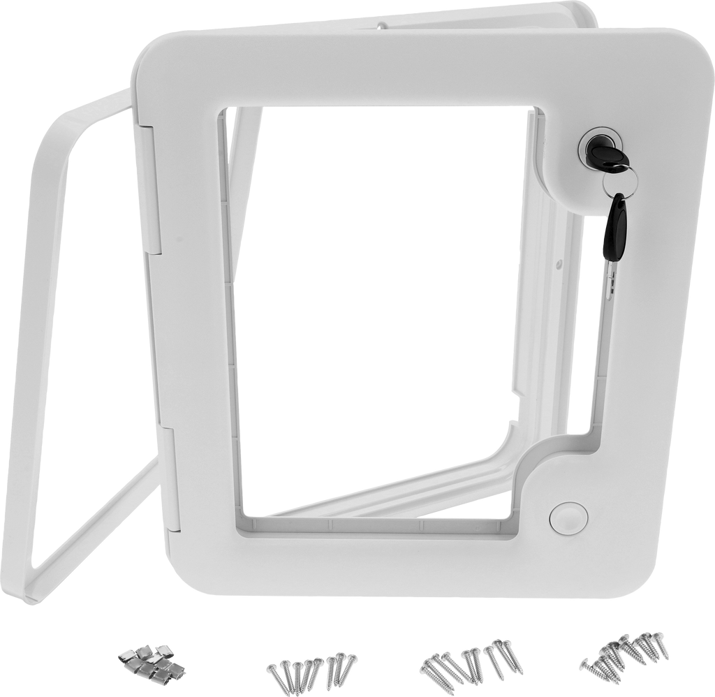 Serviceluke for campingvogn veggtykkelse 26–46 mm aluminium hvit forfra
