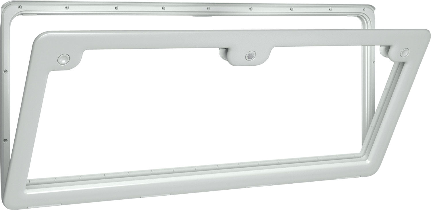 Serviceluke modell 6 hvit 997 x 419 mm for bobil fra Thetford, montert på bobil