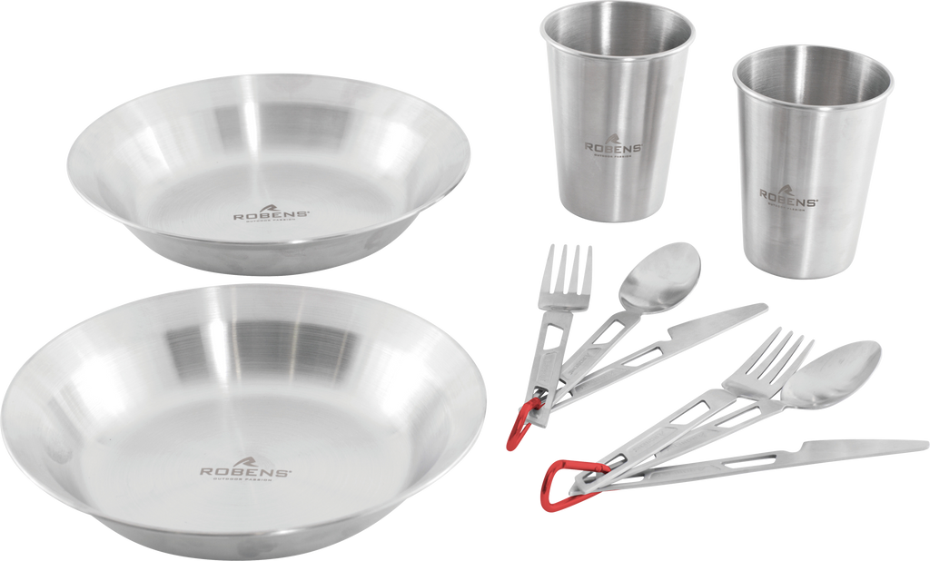Servicesett 10-deler for 2 personer rustfritt stål 700 g - Robens forfra