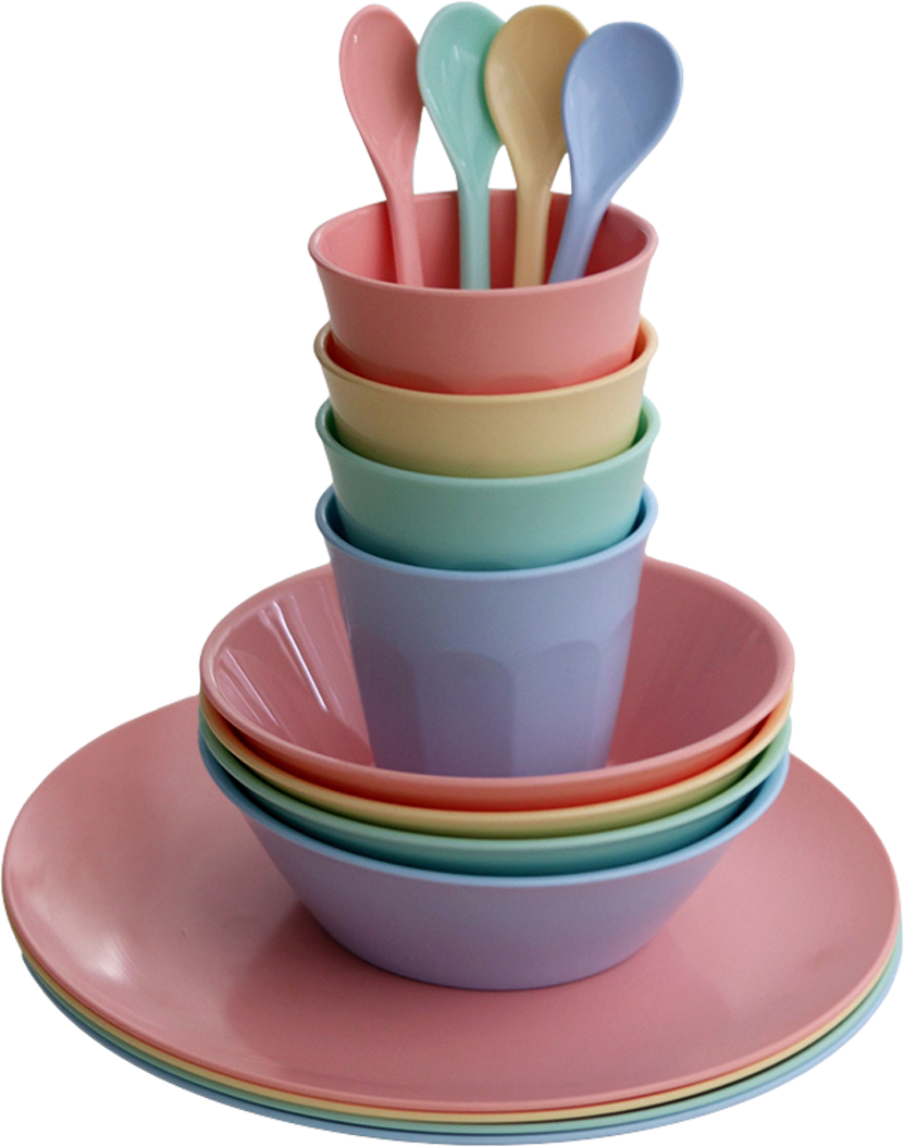 Servicesett Nora Macarons 16 deler for 4 personer - Koziol forfra
