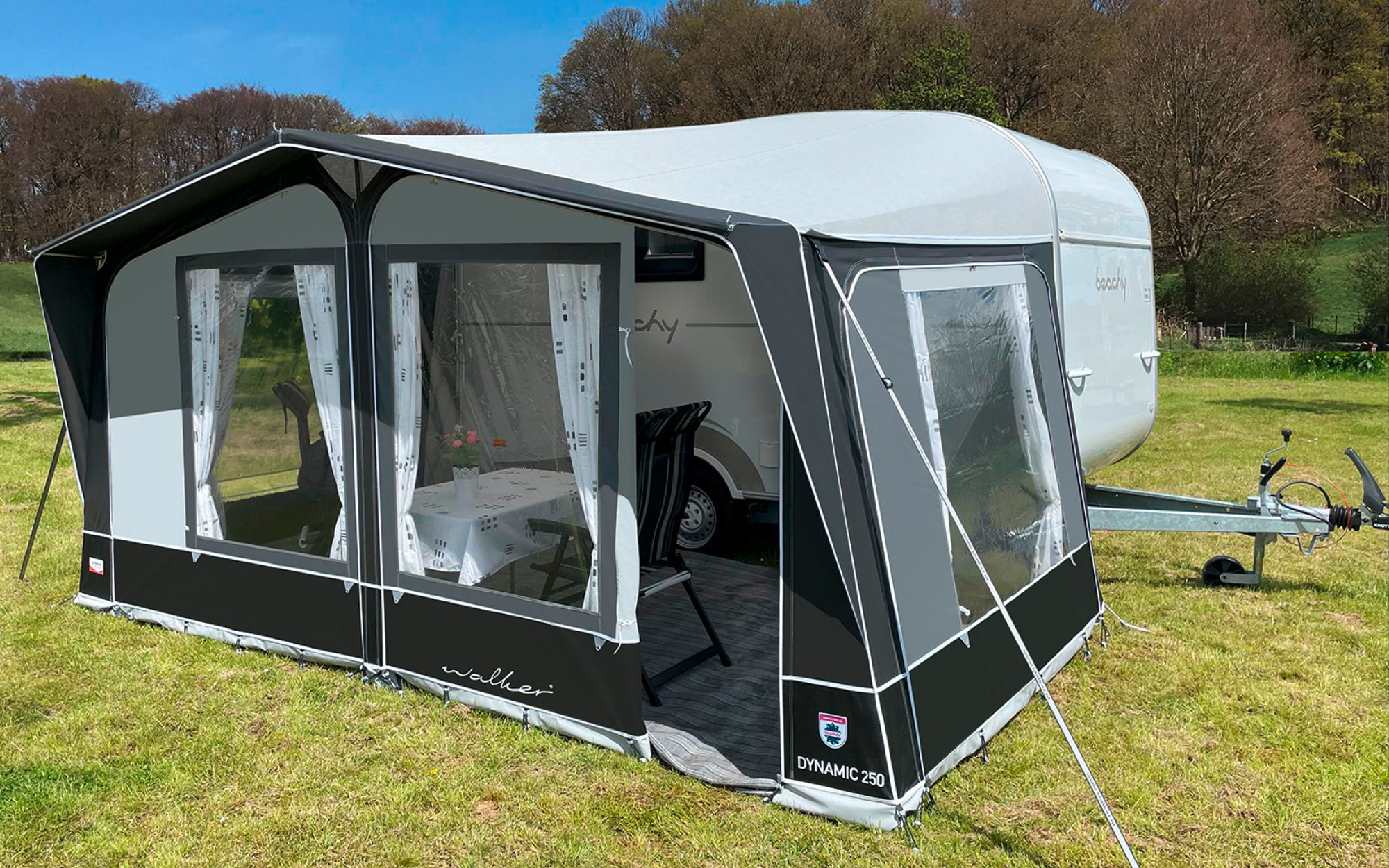 Sesongfortelt Dynamic 250 for Hobby Beachy med stål- eller glassfibergestang montert