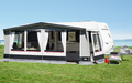 Sesongfortelt Paradies III 240 dybde, 791-820 cm, 38 kg - DWT montert på campingvogn
