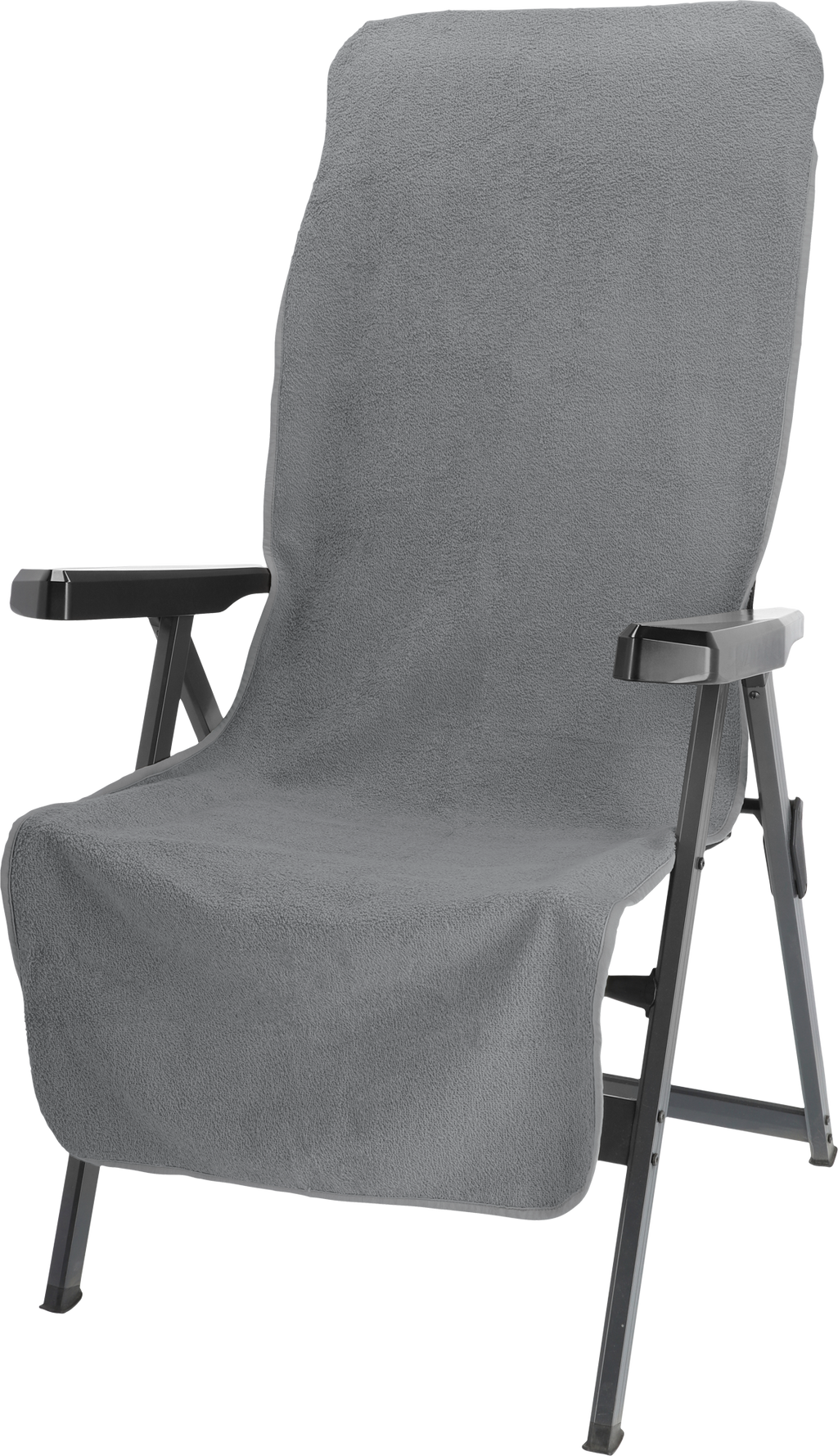 Setepute i froteé for campingstol 140 x 52,5 cm grå bomull forfra