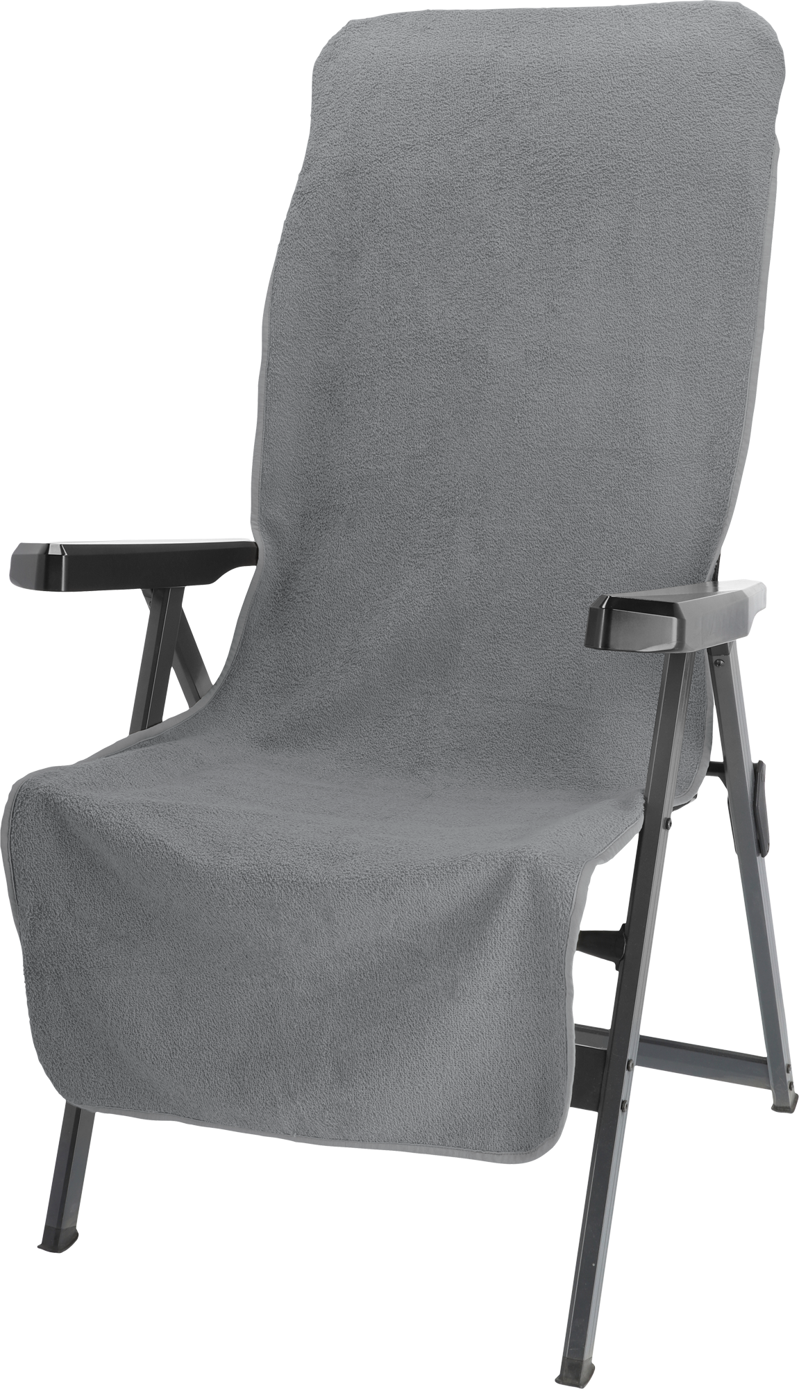 Setepute i froteé for campingstol 140 x 52,5 cm grå bomull forfra