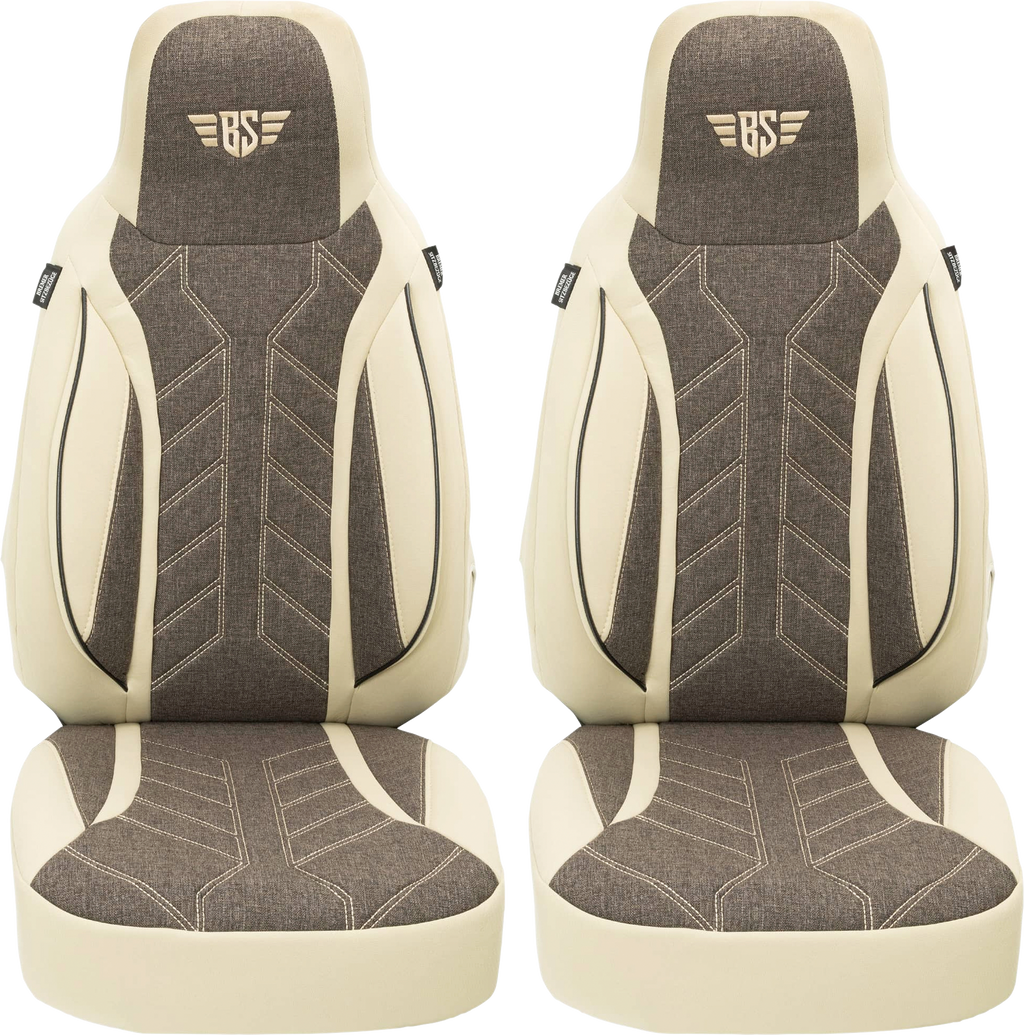 Setetrekk for bobil 2 stk Ducato/Jumper/Boxer svart/grå forfra