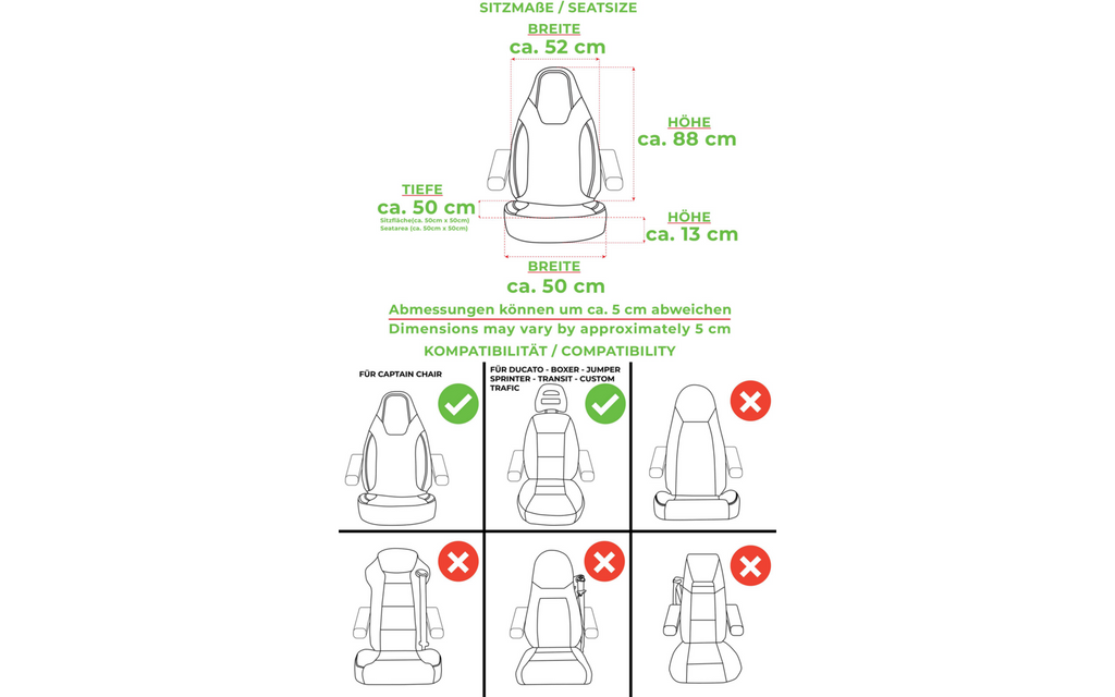Setetrekk for bobil 2 stk Ducato/Jumper/Boxer svart/grå med lommer bak