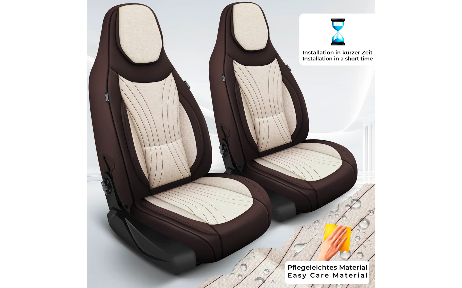 Setetrekk C-Serie for bobil 2 stk Ducato/Jumper/Boxer brun/svart detalj av materiale