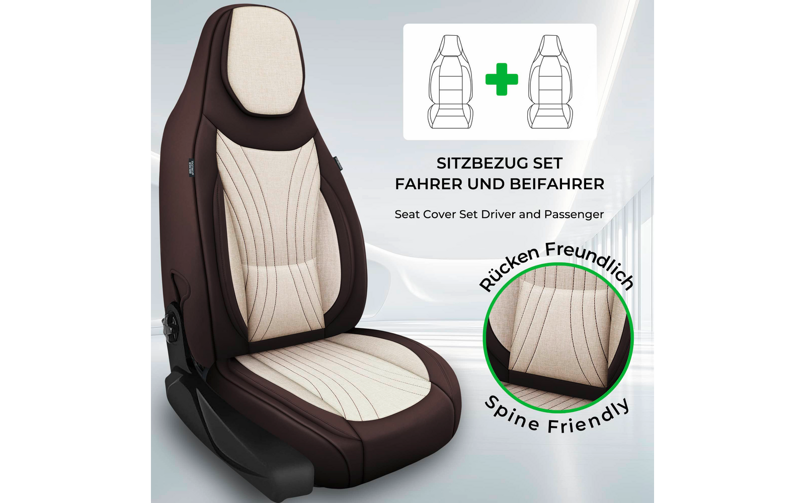 Setetrekk C-Serie for bobil 2 stk Ducato/Jumper/Boxer brun/svart montert i bobilsete