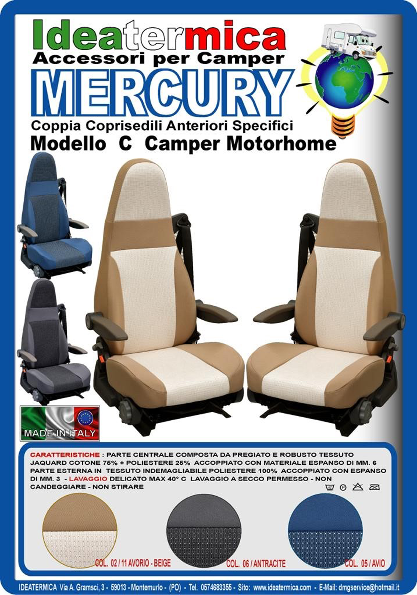 Setetrekk Mercury C med nakkestøtte for FASP 630 beige foran