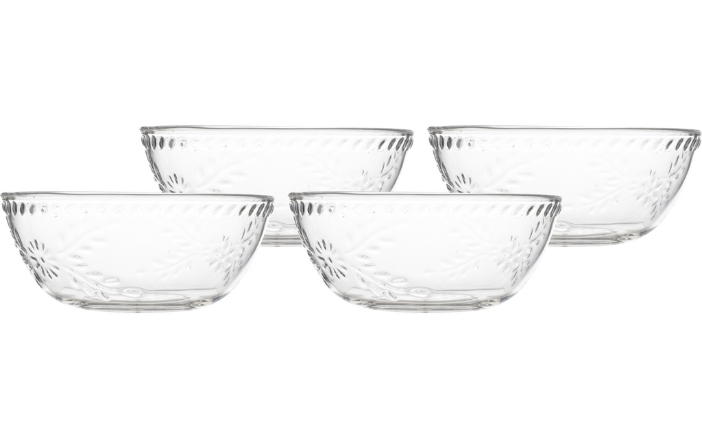 Sicilian skåler 4-sett 750 ml BPA-fri transparent detalj