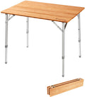 Sidebord bambus 65x50 cm høydejusterbar 4,2 kg KingCamp forfra