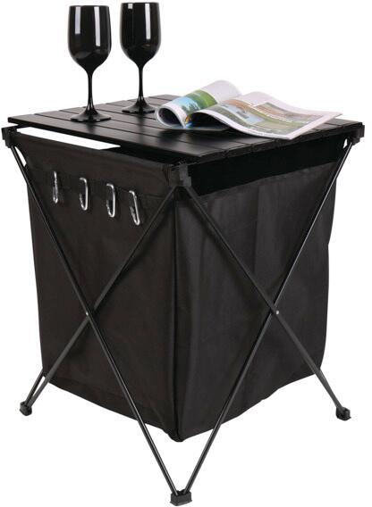 Sidebord Hugo med oppbevaringspose 47x47x60 cm svart bakside