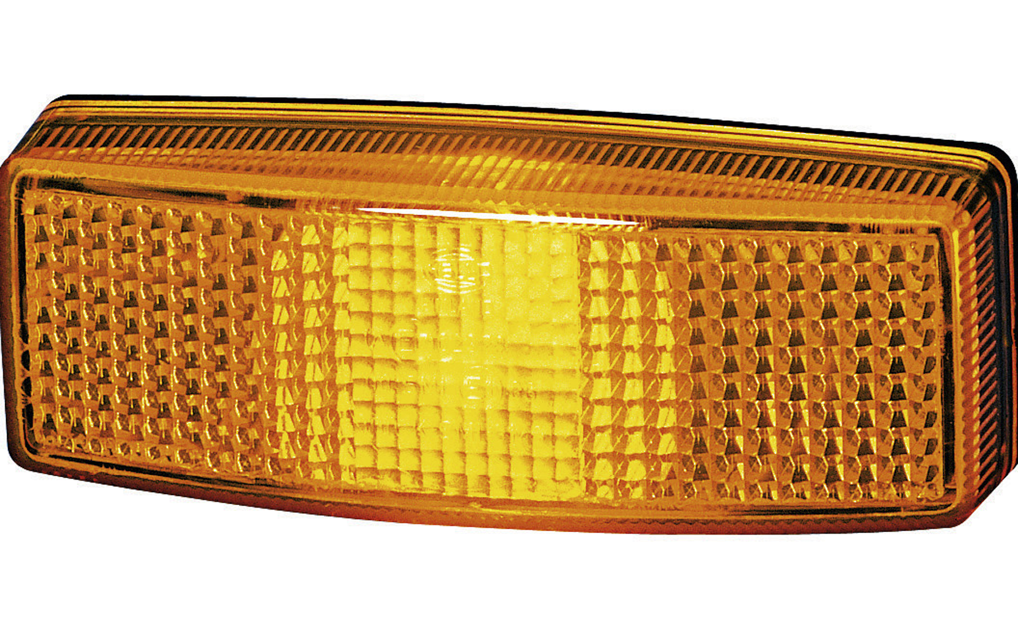 Sidemarkeringslys med reflektor 110x40 mm gul Hella forfra