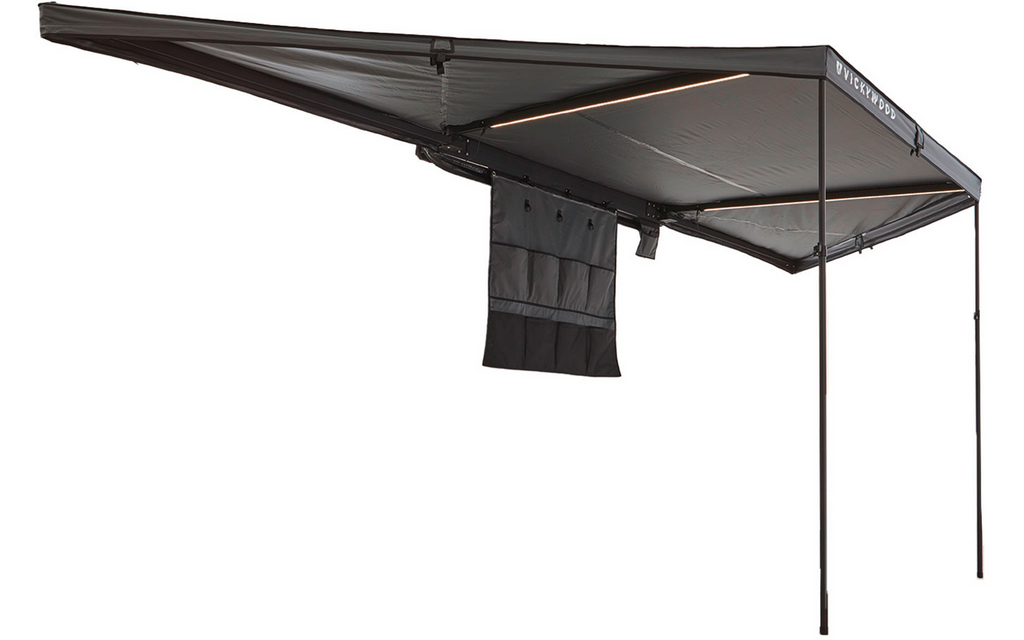 Nærbilde av teleskopstang på Sidemarkise Leaf 180° 200 cm polyester-ripstop grå