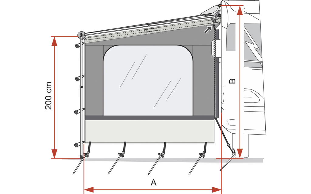 Sidevegg Caravanstore XL vannavvisende 240 cm - Fiamma montert på bobil