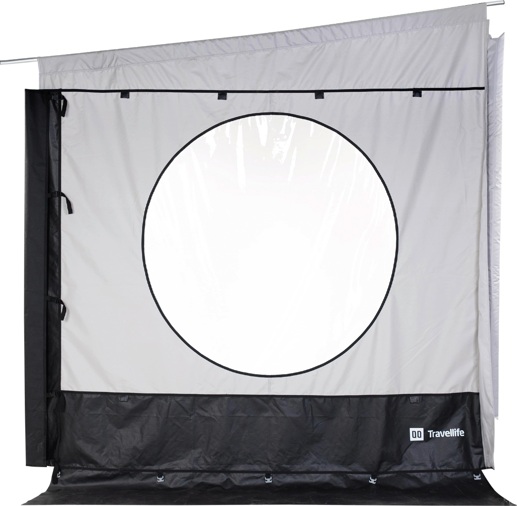 Sidevegg for markise Scala, polyester, høyde 225-244 cm - Travellife forfra