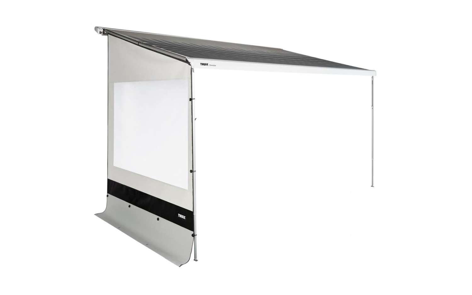 Sidevegg Rain Blocker G2 Side for markise i PVC fra Thule montert på campingplass