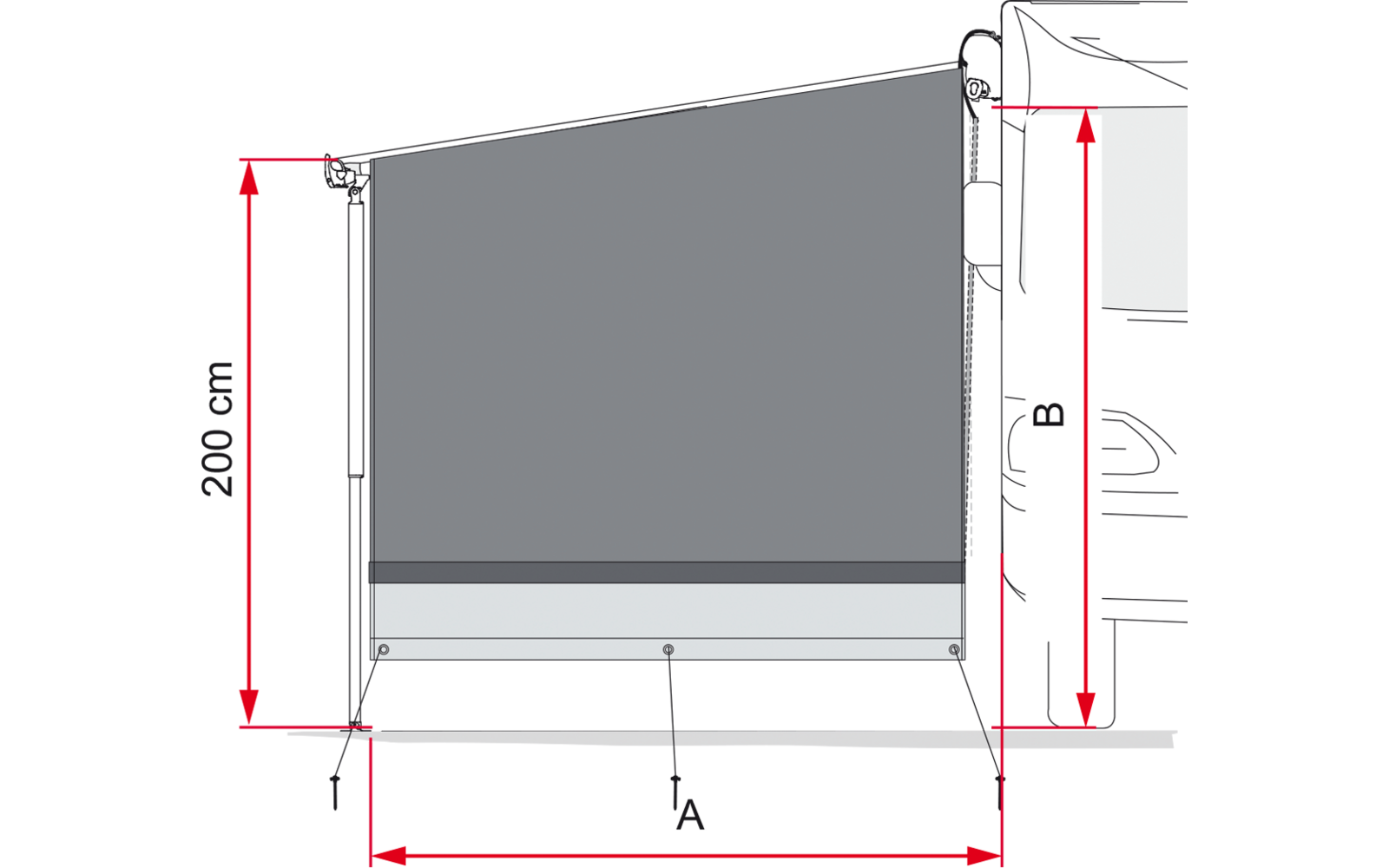 Sidevegg Side Block for markise F45 F80 bakside