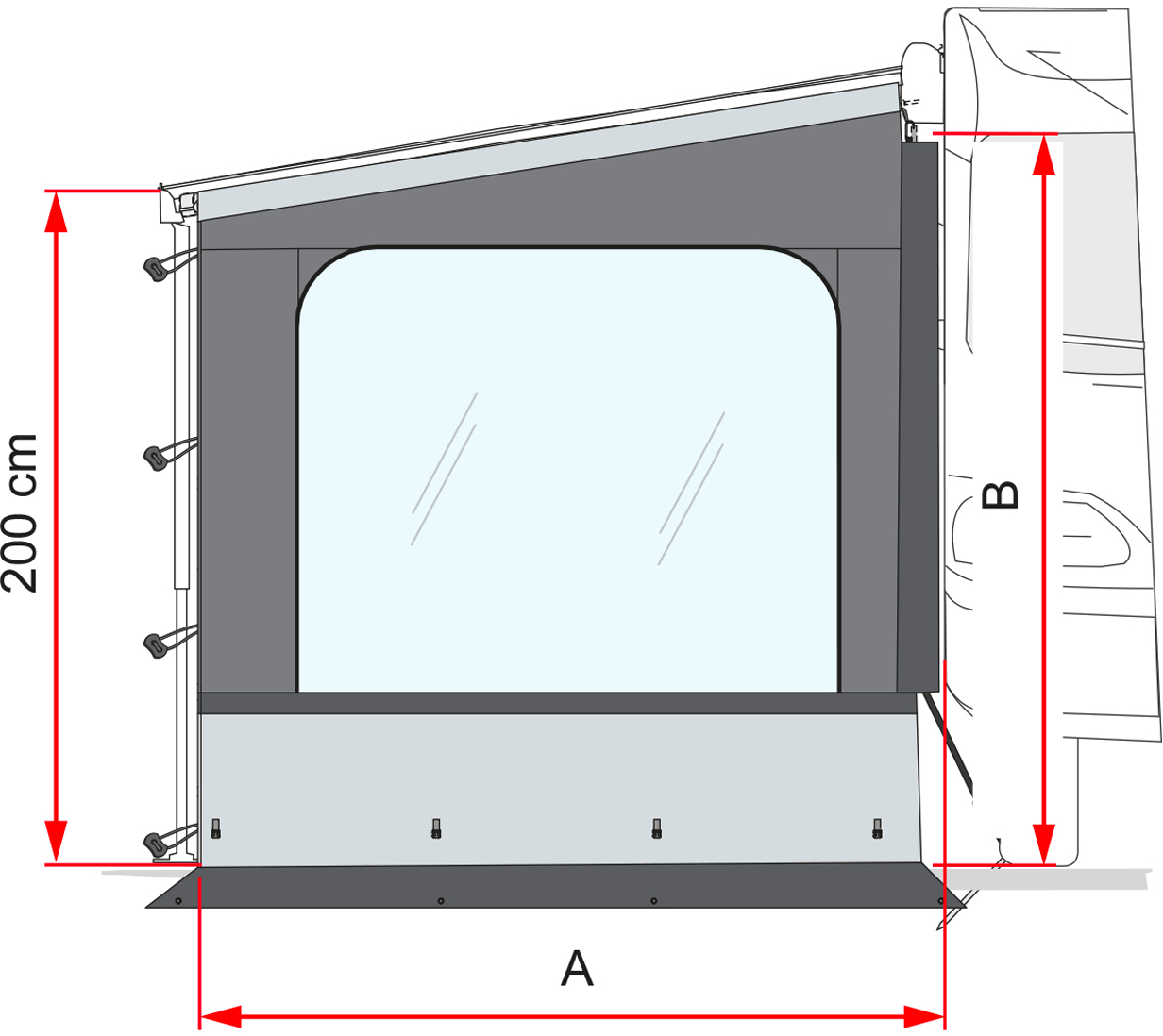 Sidevegg Side W Pro for markise F43van 270 cm forfra