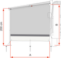 Sidevegg Sun View Side for F43 van markise 200 cm 0,9 kg - Fiamma montert på campingbil