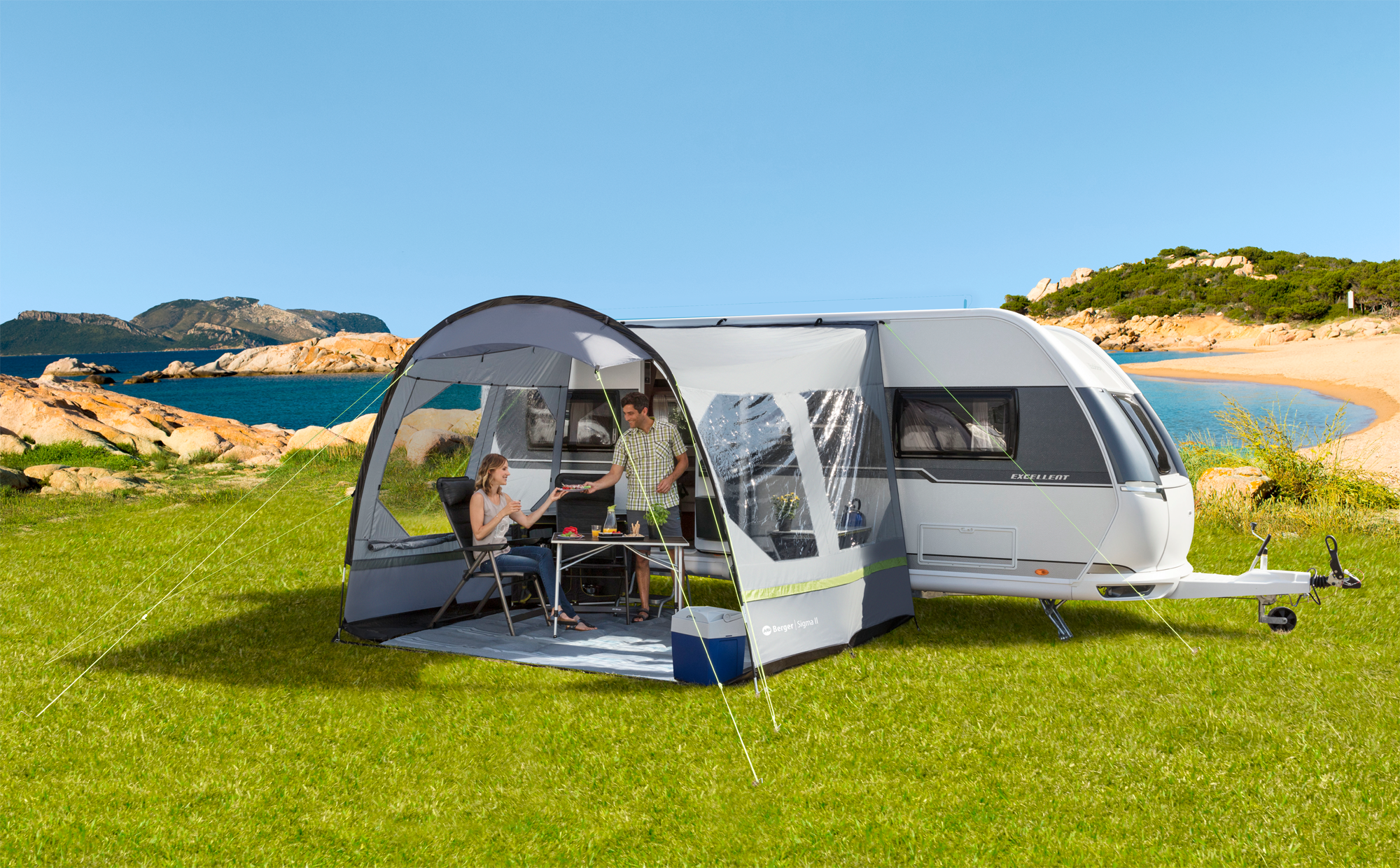 Sigma II soltak for campingvogn 320x300 cm forfra