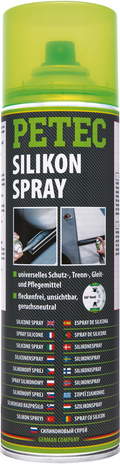 Silikonspray transparent 500 ml for pleie og smøring - Petec forfra