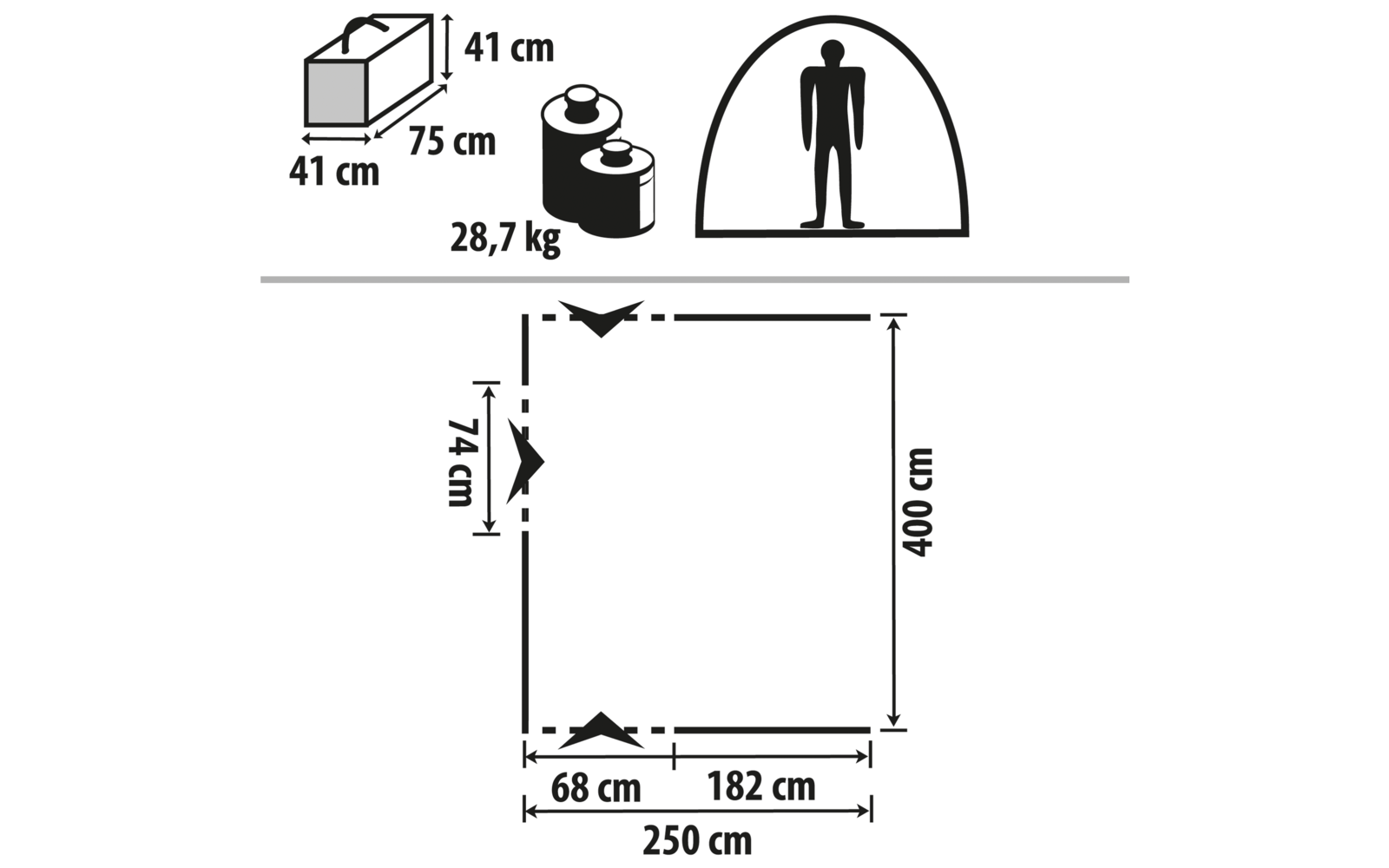 Sirmione Air oppblåsbart fortelt 400x250 cm detalj av ventilasjon