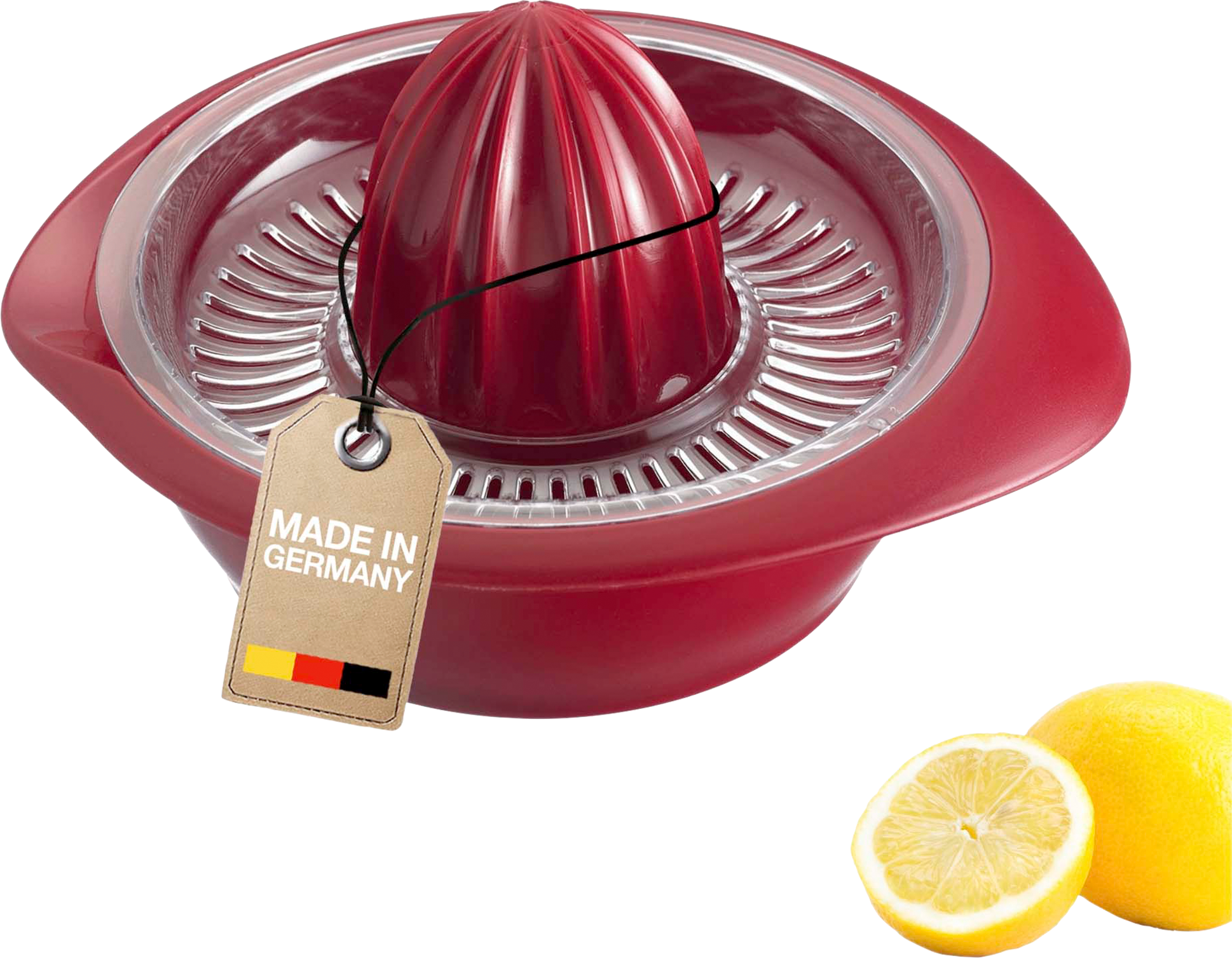 Sitrus- og appelsipresse Limetta 350 ml rød forfra
