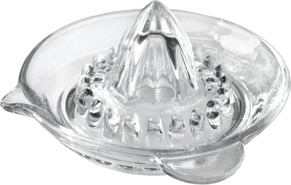 Sitruspresse i glass 13,9 cm med håndtak - Metaltex sett forfra