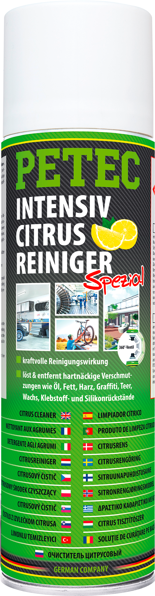 Sitrusrens spray intensiv 500 ml for olje, fett og harpiks Petec for rengjøring